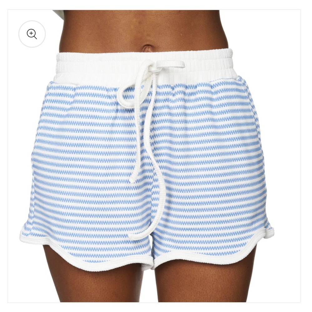 Blue and White Athletic Striped Shorts